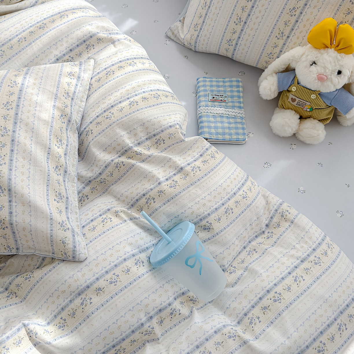 91家纺网 家纺一手货源 找家纺 铺尚美家纺 2026新款12868新疆全棉纯棉印花四件套（提供质检报告 浅纹蓝