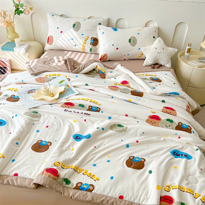 91家纺网 家纺一手货源 找家纺 爱屋及屋 2026新款小清新水洗棉棉花夏被夏凉被空调被 复古小熊