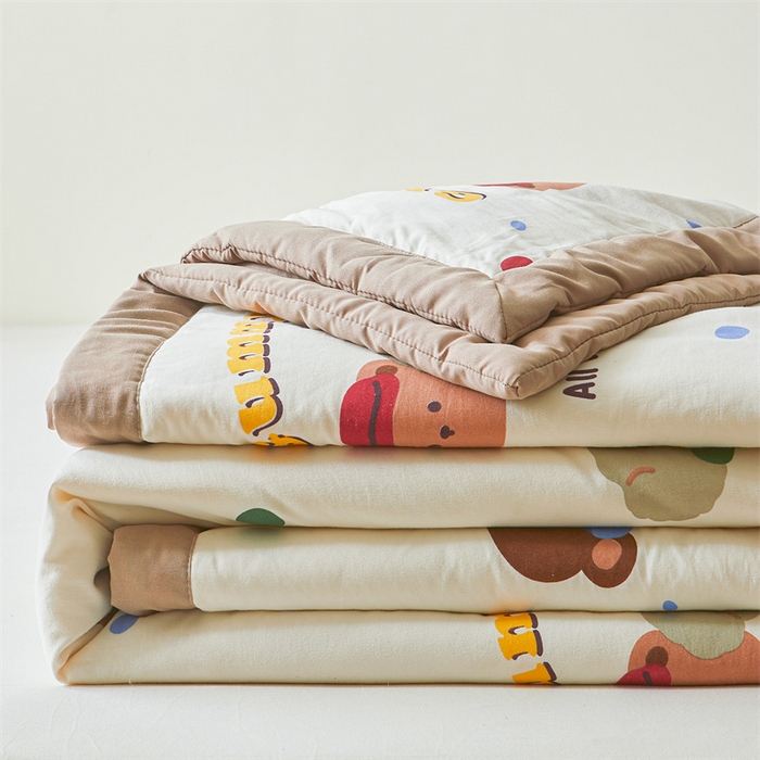 91家纺网 家纺一手货源 找家纺 爱屋及屋 2026新款小清新水洗棉棉花夏被夏凉被空调被 复古小熊