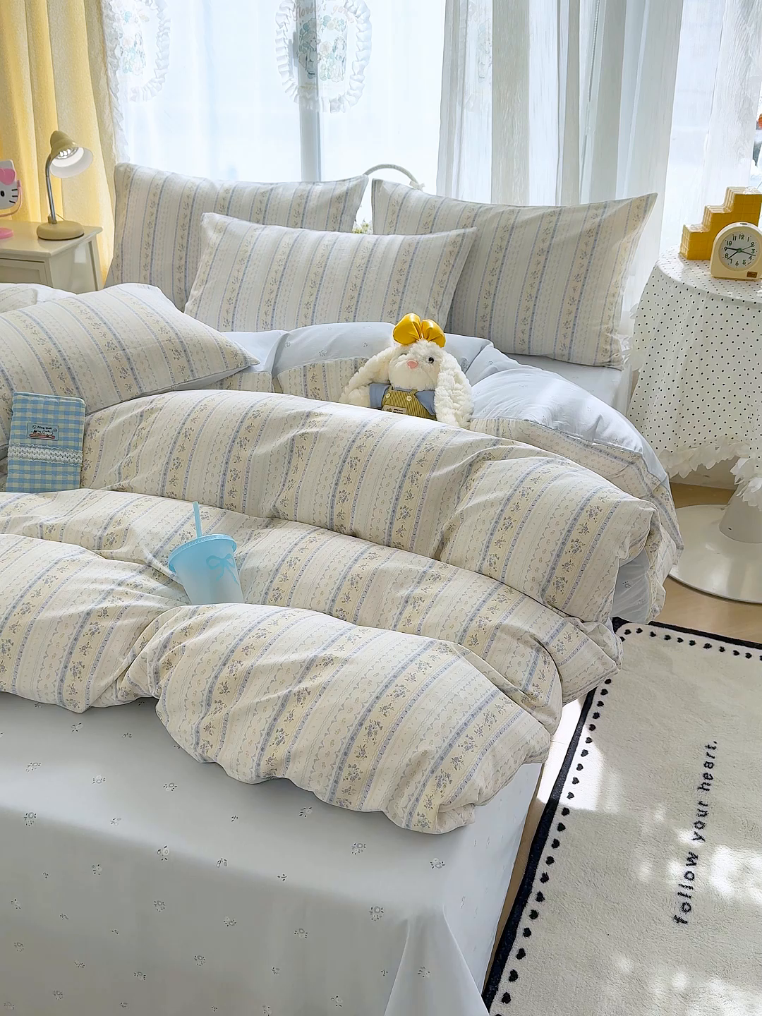 91家纺网 家纺一手货源 找家纺 铺尚美家纺 2026新款12868新疆全棉纯棉印花四件套（提供质检报告 浅纹蓝