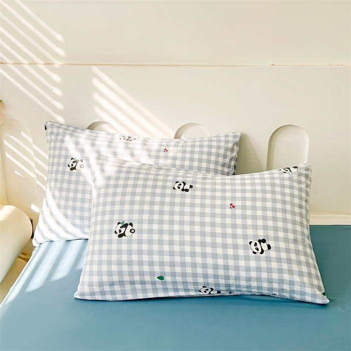 91家纺网 家纺一手货源 找家纺 爱屋及屋 2026新款小清新水洗棉棉花夏被夏凉被空调被 蓝格子熊猫