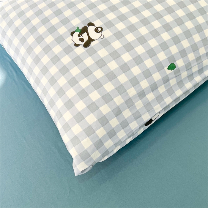 91家纺网 家纺一手货源 找家纺 爱屋及屋 2026新款小清新水洗棉棉花夏被夏凉被空调被 蓝格子熊猫