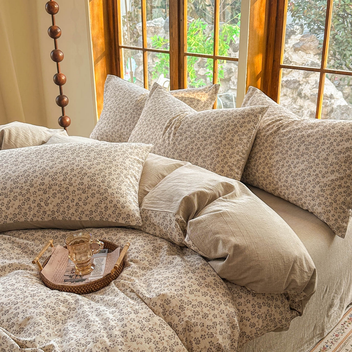 91家纺网 家纺一手货源 找家纺 田野 2026新款全棉棉麻四件套-碎花系列 春风南岸 米