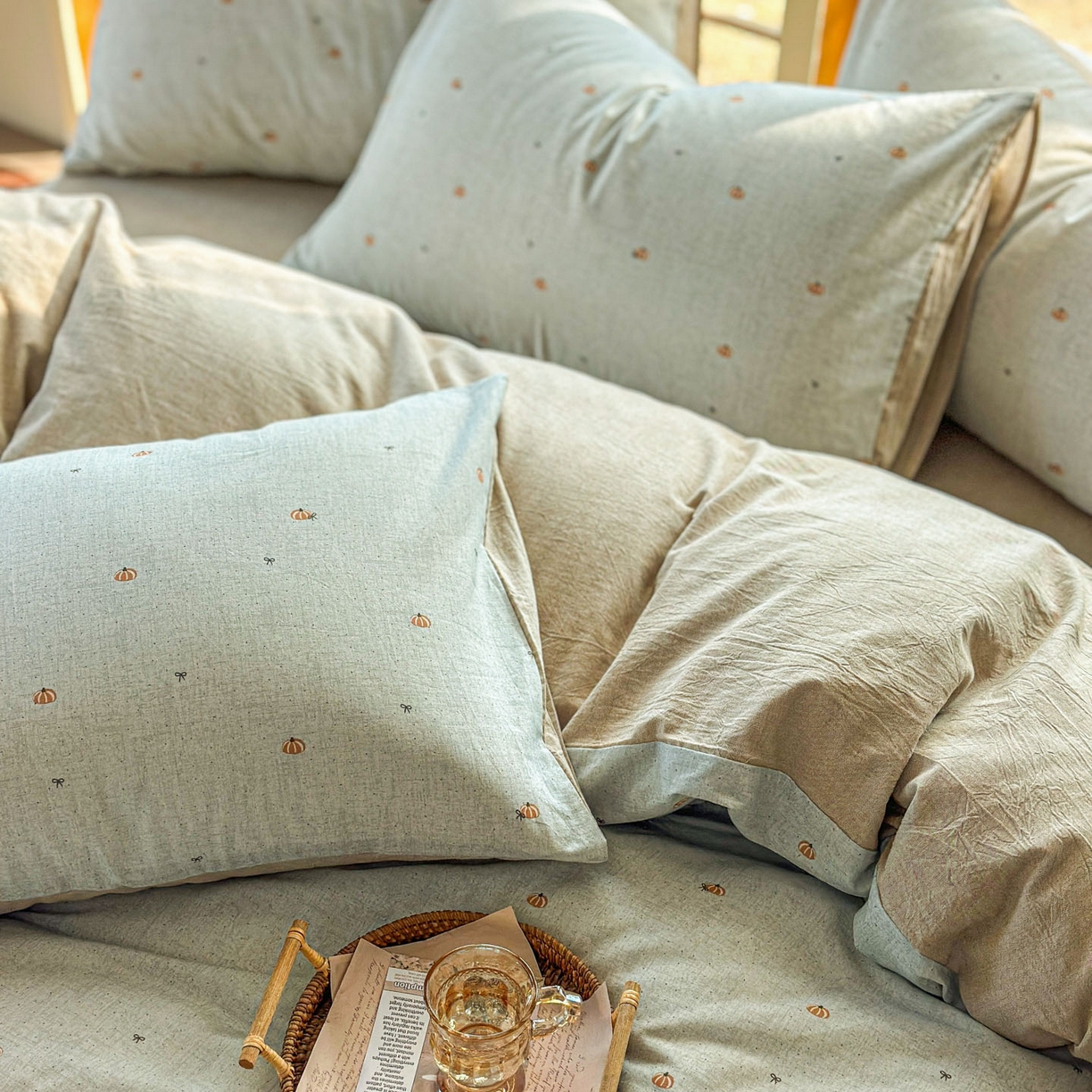 91家纺网 家纺一手货源 找家纺 田野 2026新款全棉棉麻四件套-碎花系列 小南瓜