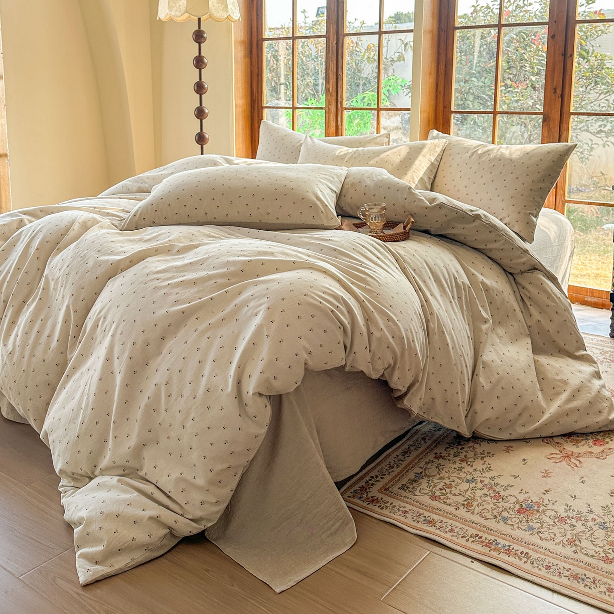 91家纺网 家纺一手货源 找家纺 田野 2026新款全棉棉麻四件套-碎花系列 小樱桃