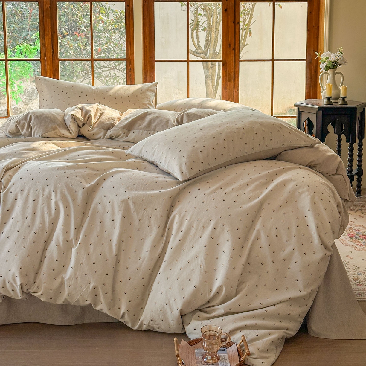 91家纺网 家纺一手货源 找家纺 田野 2026新款全棉棉麻四件套-碎花系列 小樱桃