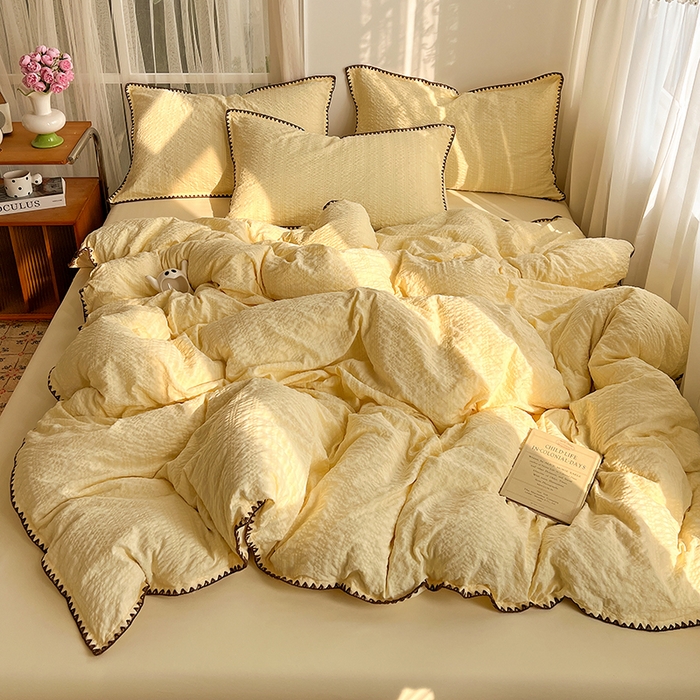 91家纺网 家纺一手货源 找家纺 （总）仟网汇 2026新款泡泡纱三角针四件套--纯色系列