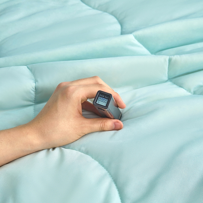 91家纺网 家纺一手货源 找家纺 沐晴家纺 2026新款A类氨纶凉感丝双拼纯色空调被大豆夏被 冰川蓝灰