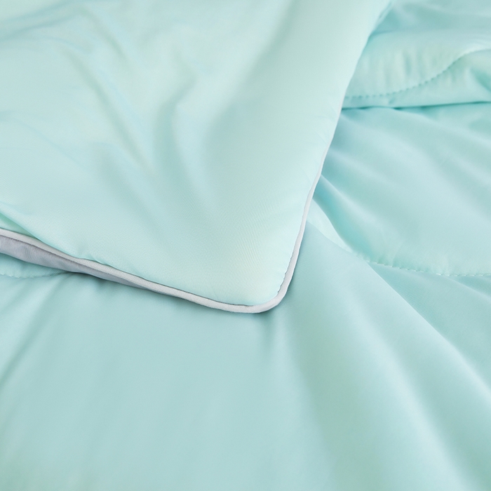 91家纺网 家纺一手货源 找家纺 沐晴家纺 2026新款A类氨纶凉感丝双拼纯色空调被大豆夏被 冰川蓝灰