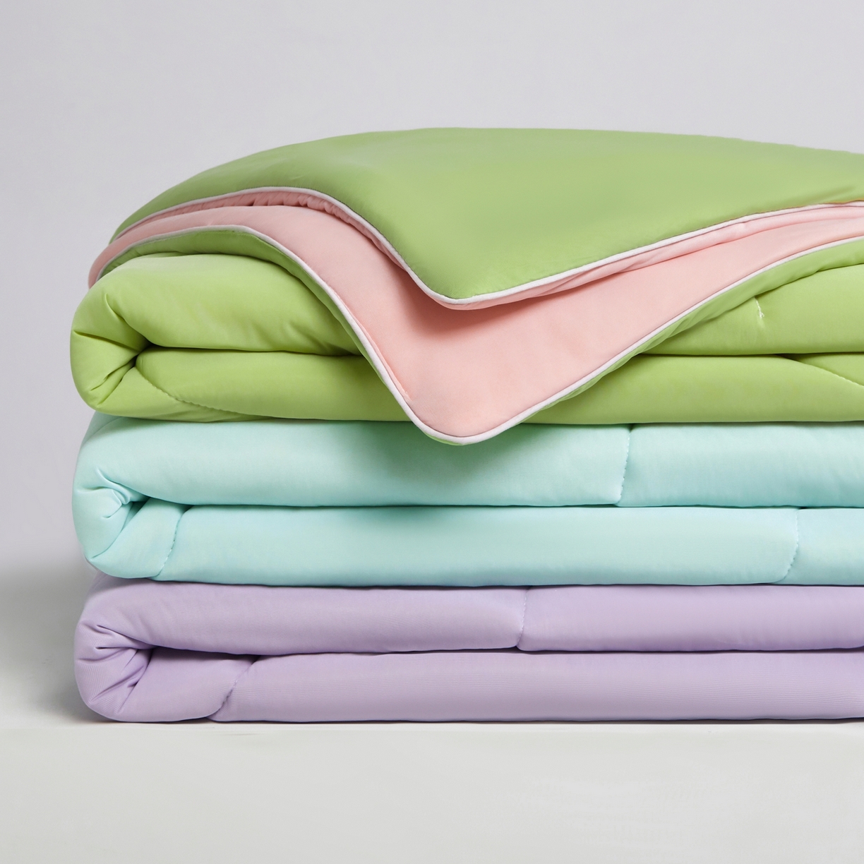 91家纺网 家纺一手货源 找家纺 （总）沐晴家纺 2026新款A类氨纶凉感丝双拼纯色空调被大豆夏被