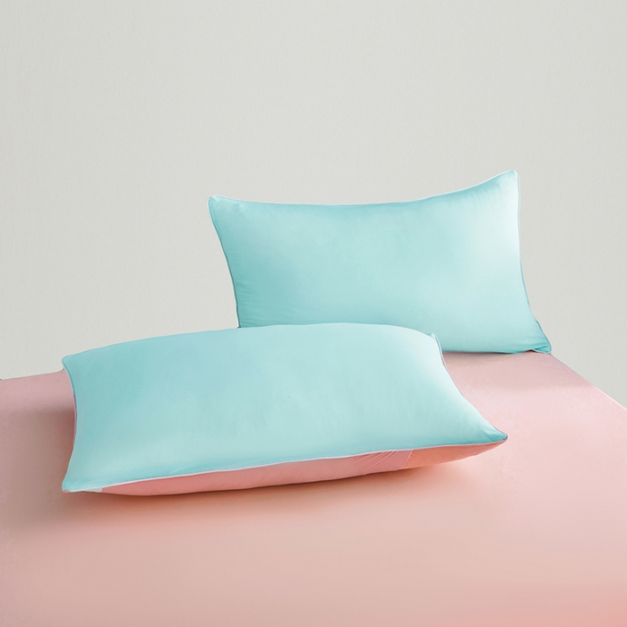 91家纺网 家纺一手货源 找家纺 沐晴家纺 2026新款A类氨纶凉感丝双拼纯色空调被大豆夏被 冰川蓝粉