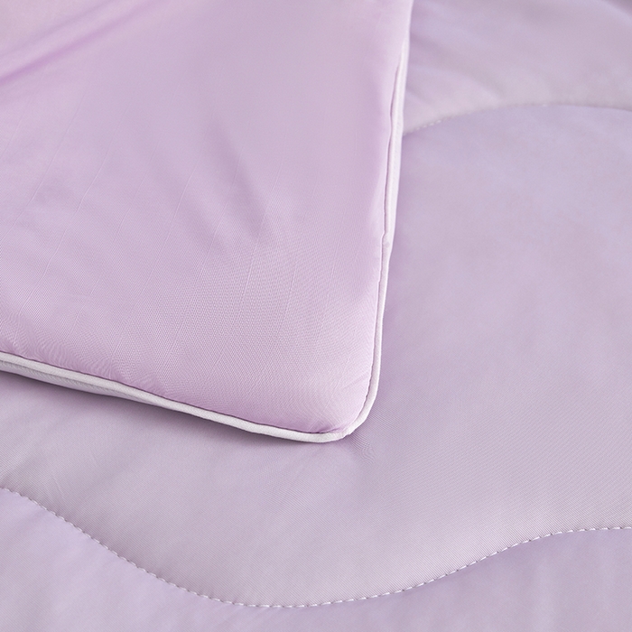 91家纺网 家纺一手货源 找家纺 沐晴家纺 2026新款A类氨纶凉感丝双拼纯色空调被大豆夏被 丁香紫灰