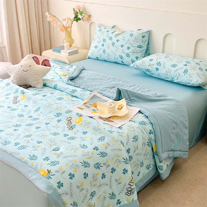 91家纺网 家纺一手货源 找家纺 爱屋及屋 2026新款小清新水洗棉棉花夏被夏凉被空调被 落落繁花