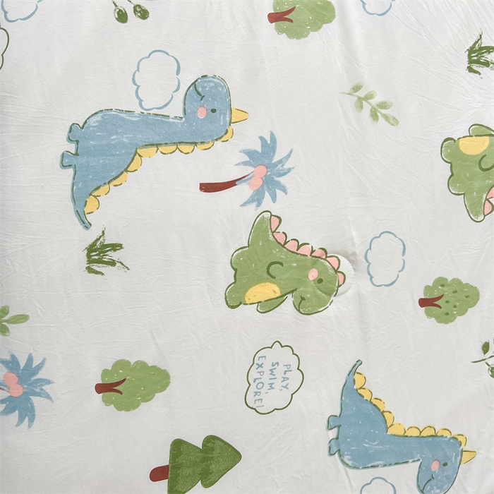 91家纺网 家纺一手货源 找家纺 爱屋及屋 2026新款小清新水洗棉棉花夏被夏凉被空调被 绿色恐龙