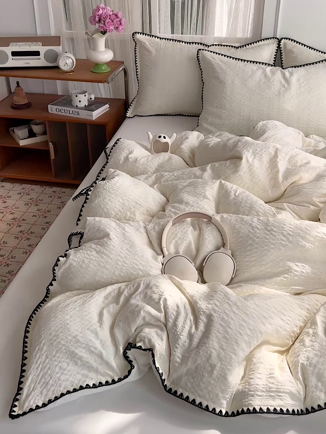 91家纺网 家纺一手货源 找家纺 （总）仟网汇 2026新款泡泡纱三角针四件套--纯色系列