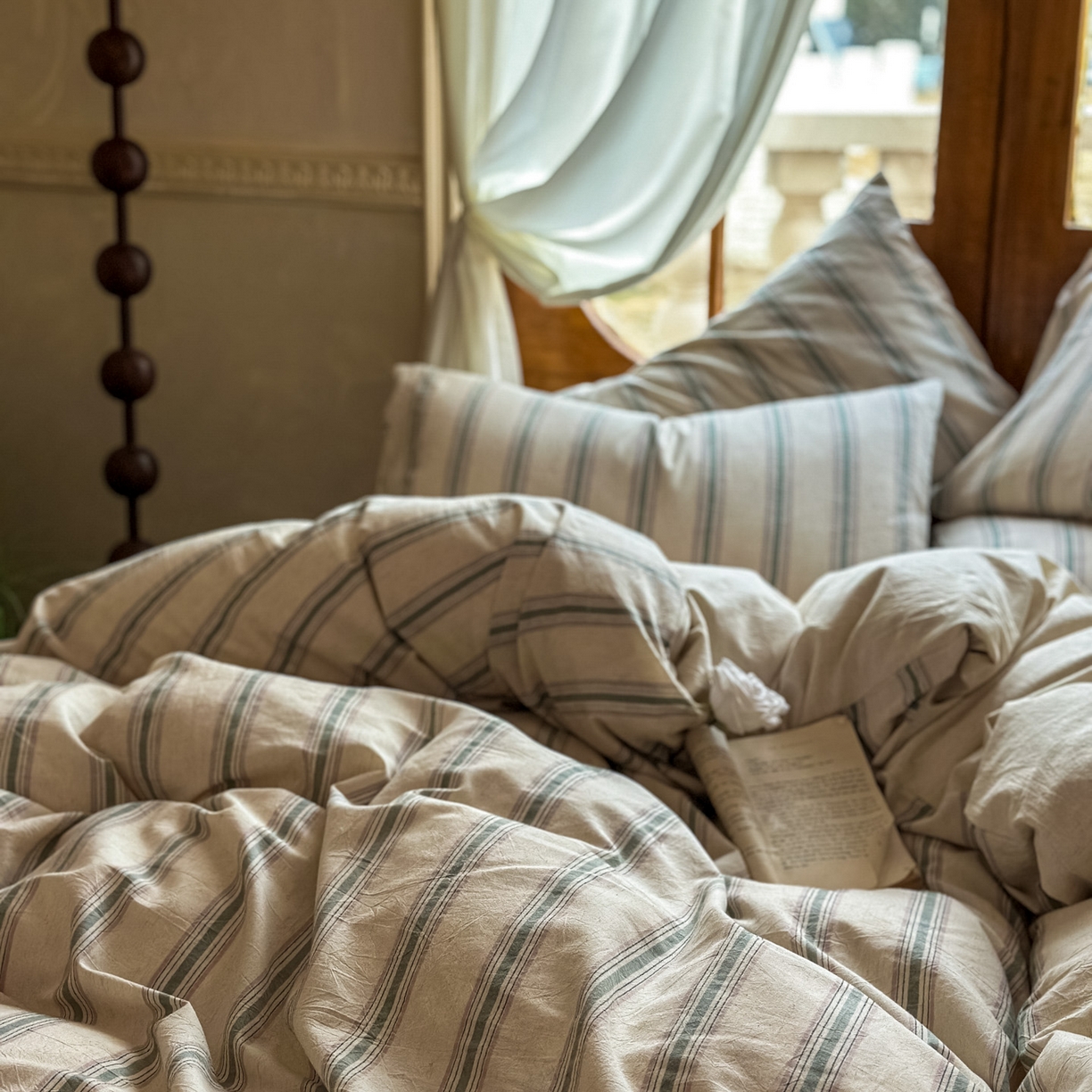 91家纺网 家纺一手货源 找家纺 （总）田野 2026新款全棉棉麻四件套-条纹系列