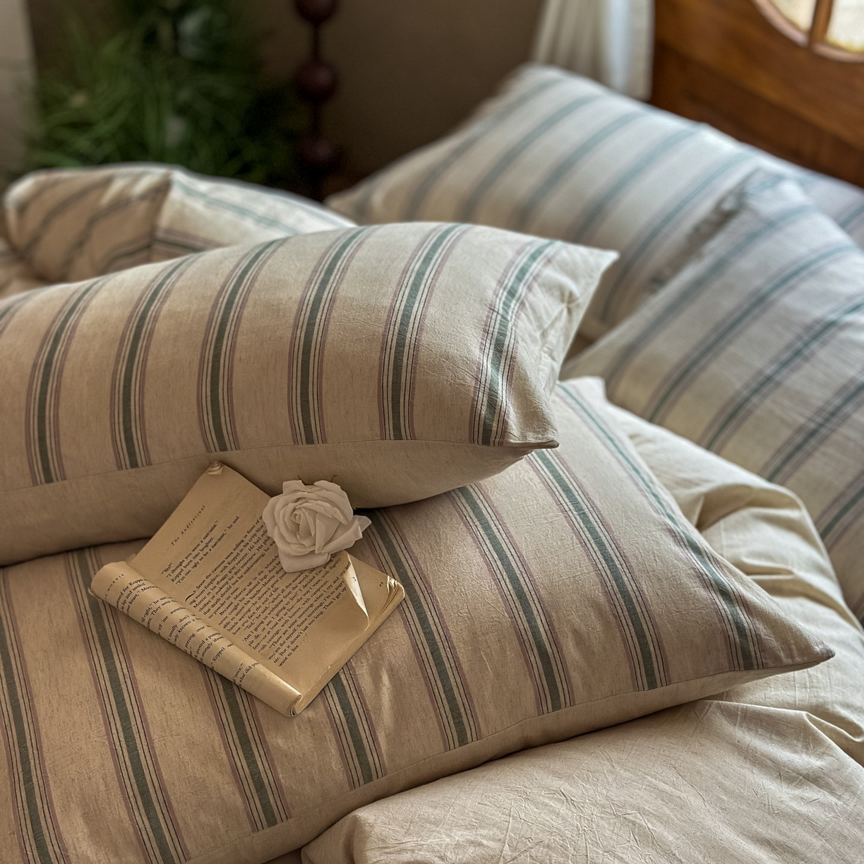 91家纺网 家纺一手货源 找家纺 （总）田野 2026新款全棉棉麻四件套-条纹系列