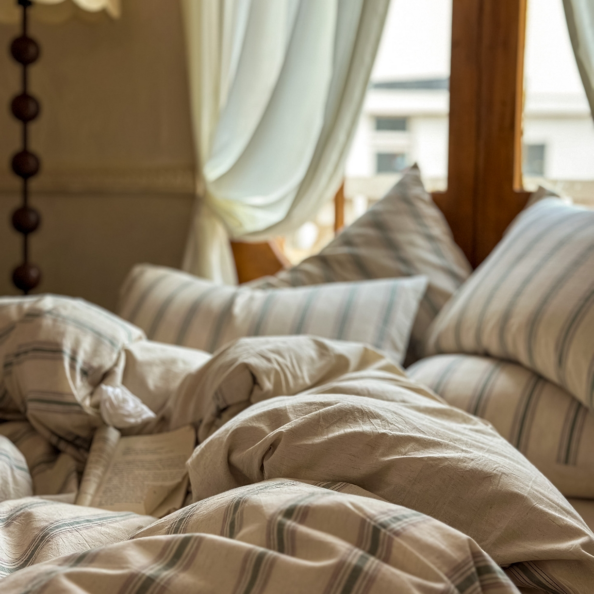 91家纺网 家纺一手货源 找家纺 （总）田野 2026新款全棉棉麻四件套-条纹系列