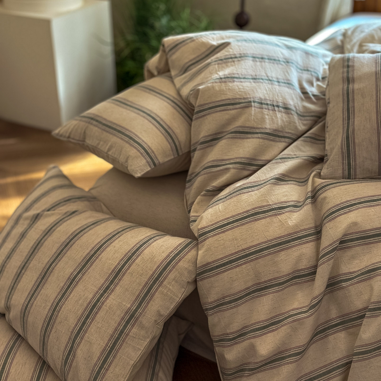 91家纺网 家纺一手货源 找家纺 （总）田野 2026新款全棉棉麻四件套-条纹系列