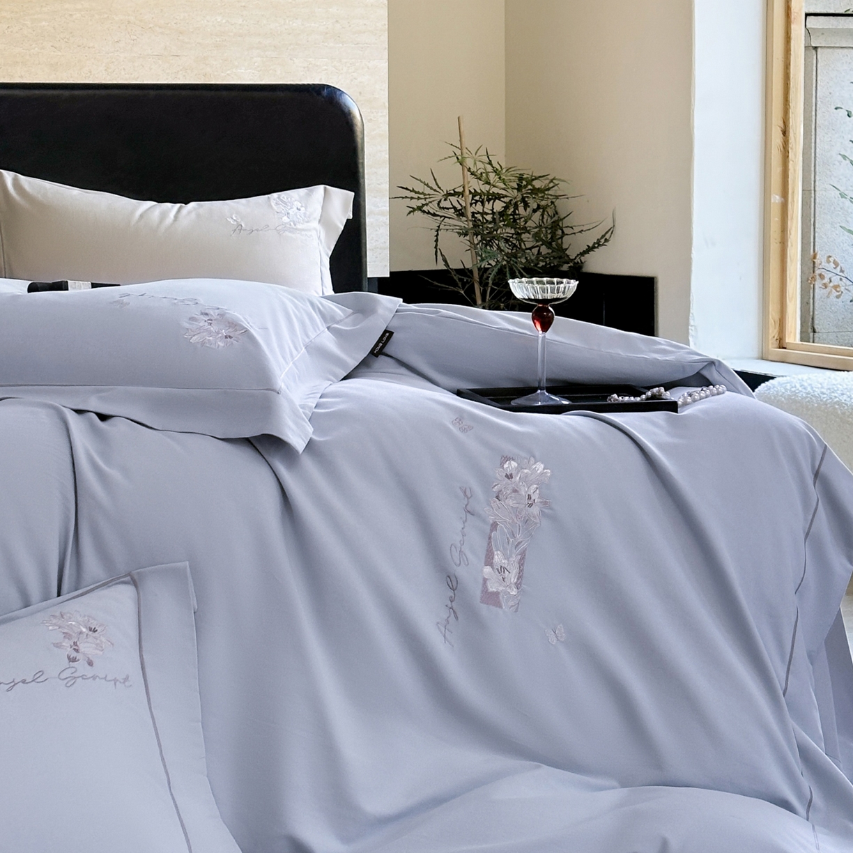 91家纺网 家纺一手货源 找家纺 （总）芯丝路家纺 2026新款全棉磨毛工艺绣花款四件套-春谣