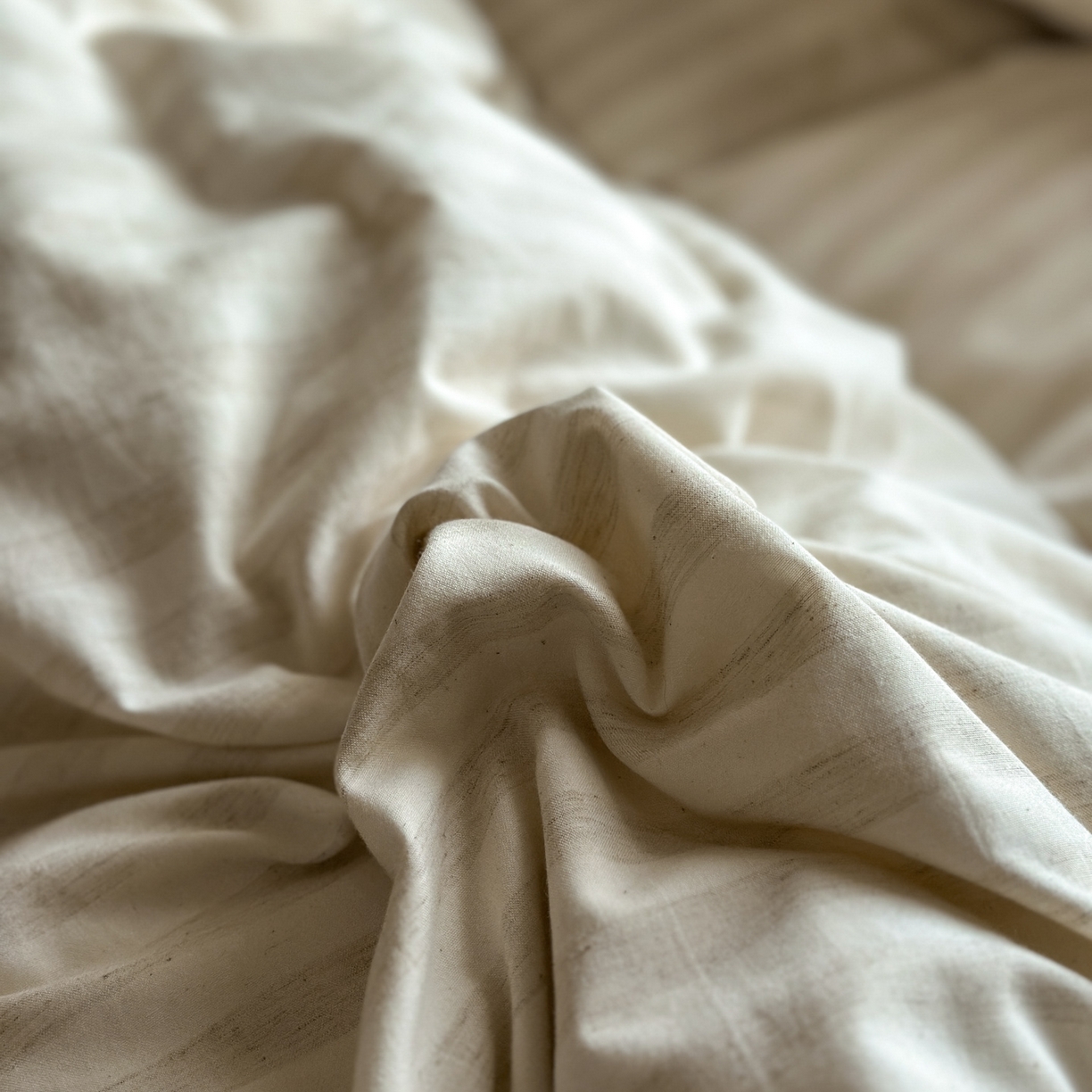 91家纺网 家纺一手货源 找家纺 田野 2026新款全棉棉麻四件套-条纹系列 禾风 米驼