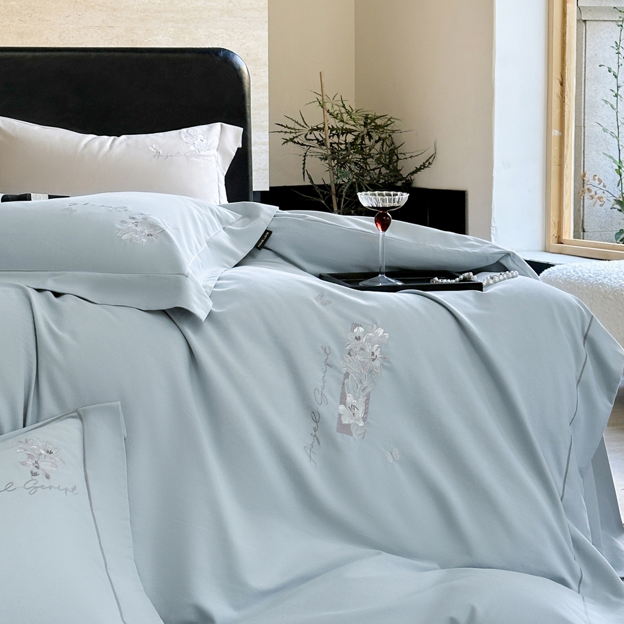 91家纺网 家纺一手货源 找家纺 （总）芯丝路家纺 2026新款全棉磨毛工艺绣花款四件套-春谣