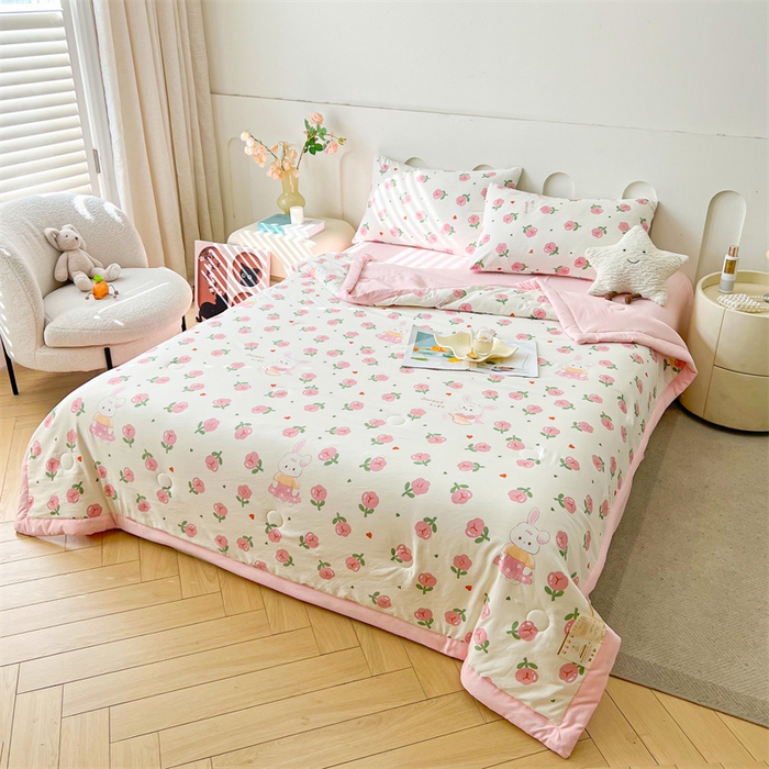 91家纺网 家纺一手货源 找家纺 爱屋及屋 2026新款小清新水洗棉棉花夏被夏凉被空调被 曼塔玫瑰