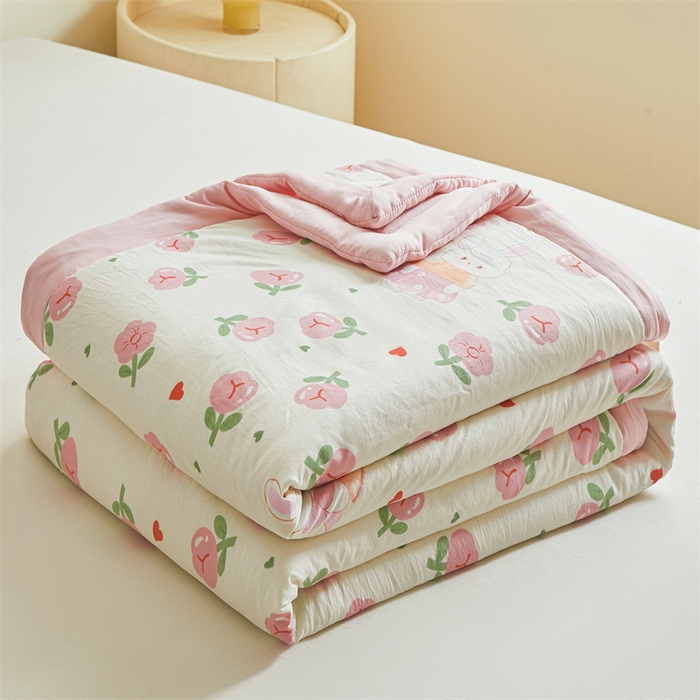 91家纺网 家纺一手货源 找家纺 爱屋及屋 2026新款小清新水洗棉棉花夏被夏凉被空调被 曼塔玫瑰