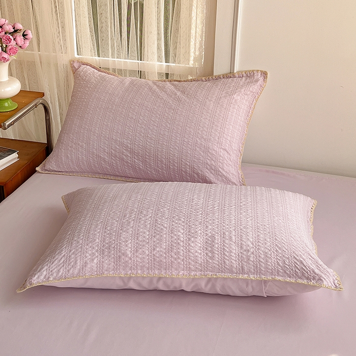 91家纺网 家纺一手货源 找家纺 仟网汇 2026新款泡泡纱三角针四件套--纯色系列 芋泥紫