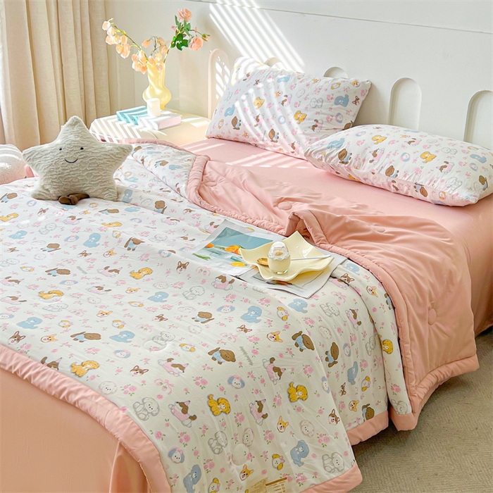 91家纺网 家纺一手货源 找家纺 爱屋及屋 2026新款小清新水洗棉棉花夏被夏凉被空调被 萌宠乐园