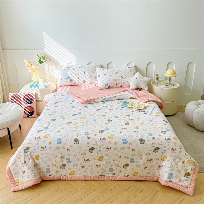 91家纺网 家纺一手货源 找家纺 爱屋及屋 2026新款小清新水洗棉棉花夏被夏凉被空调被 萌宠乐园