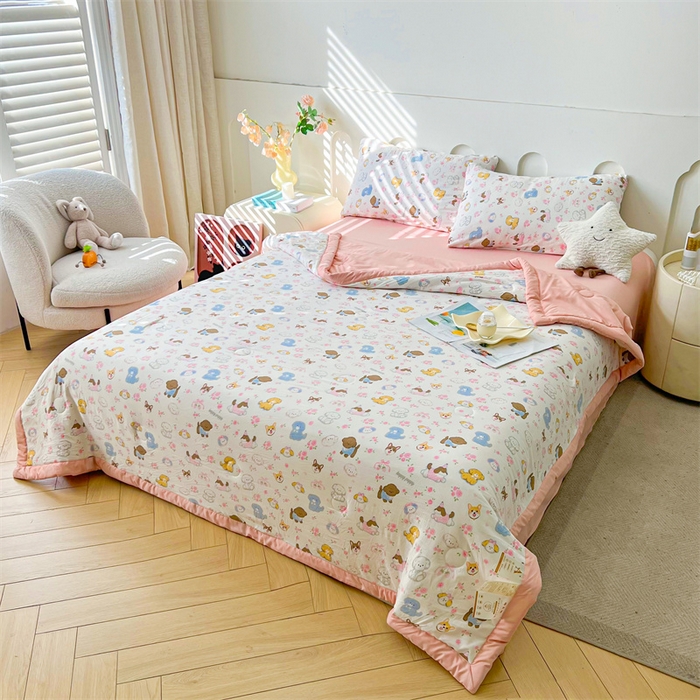 91家纺网 家纺一手货源 找家纺 爱屋及屋 2026新款小清新水洗棉棉花夏被夏凉被空调被 萌宠乐园