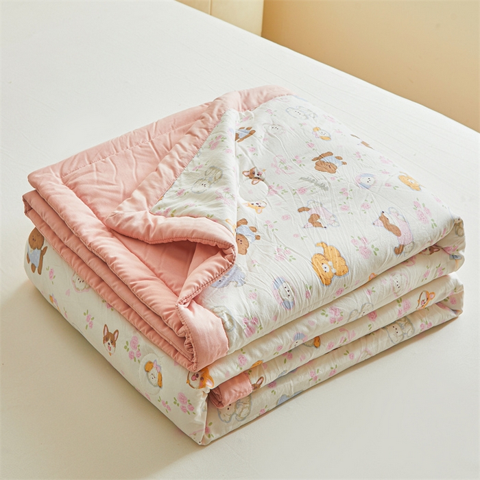 91家纺网 家纺一手货源 找家纺 爱屋及屋 2026新款小清新水洗棉棉花夏被夏凉被空调被 萌宠乐园