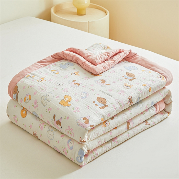 91家纺网 家纺一手货源 找家纺 爱屋及屋 2026新款小清新水洗棉棉花夏被夏凉被空调被 萌宠乐园