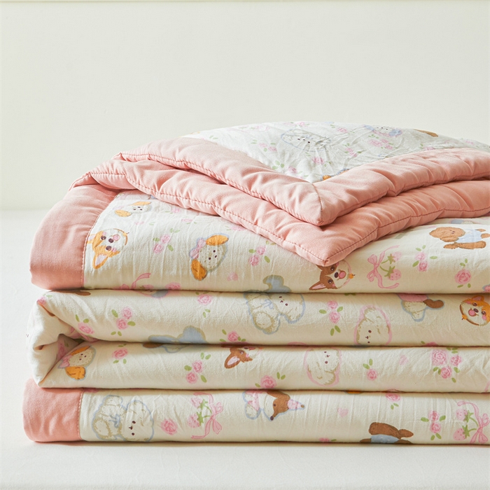 91家纺网 家纺一手货源 找家纺 爱屋及屋 2026新款小清新水洗棉棉花夏被夏凉被空调被 萌宠乐园