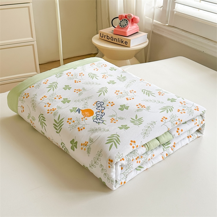 91家纺网 家纺一手货源 找家纺 爱屋及屋 2026新款小清新水洗棉棉花夏被夏凉被空调被 清新绿意