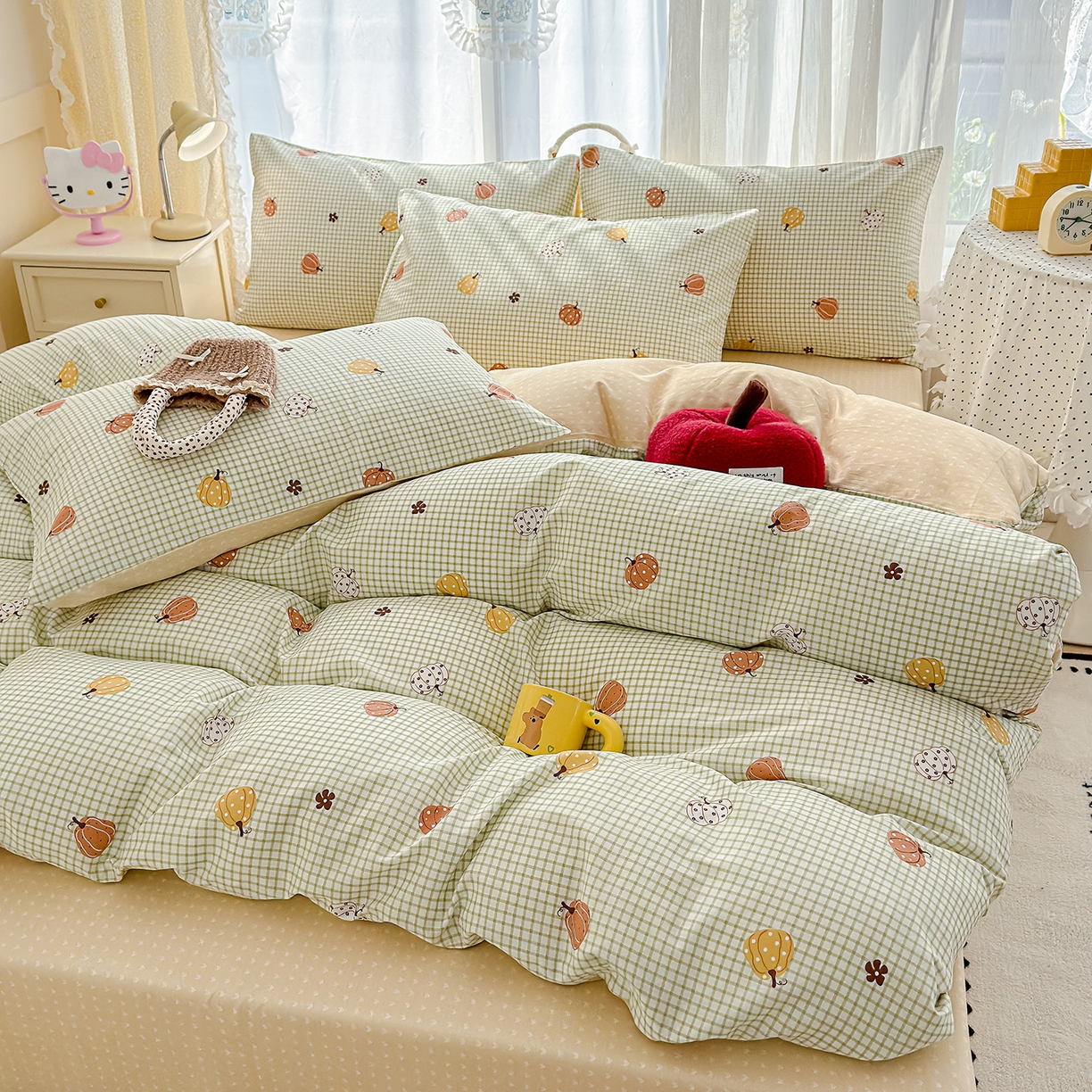 91家纺网 家纺一手货源 找家纺 铺尚美家纺 2026新款12868新疆全棉纯棉印花四件套（提供质检报告 小南瓜