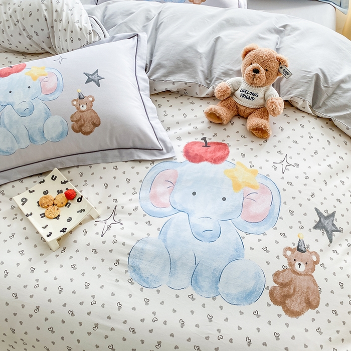 91家纺网 家纺一手货源 找家纺 眷恋家纺 2026新款全棉小清新铂金棉13376卡通三件套四件套 莫莉-米