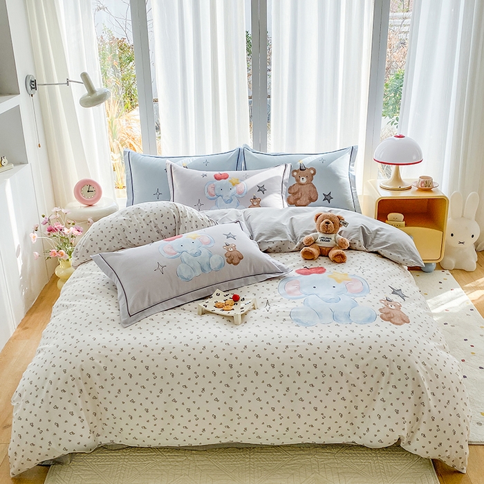 91家纺网 家纺一手货源 找家纺 （总）眷恋家纺 2026新款全棉小清新铂金棉13376卡通三件套四件套