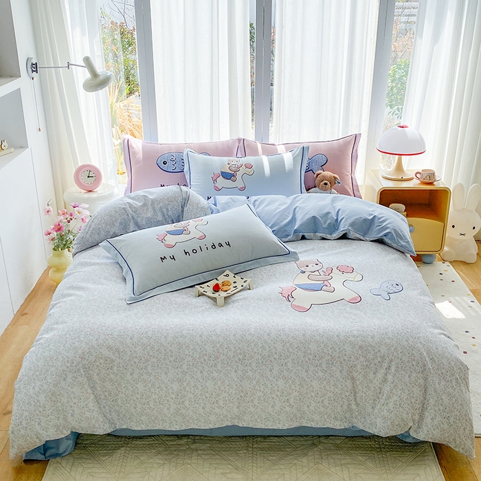 91家纺网 家纺一手货源 找家纺 （总）眷恋家纺 2026新款全棉小清新铂金棉13376卡通三件套四件套