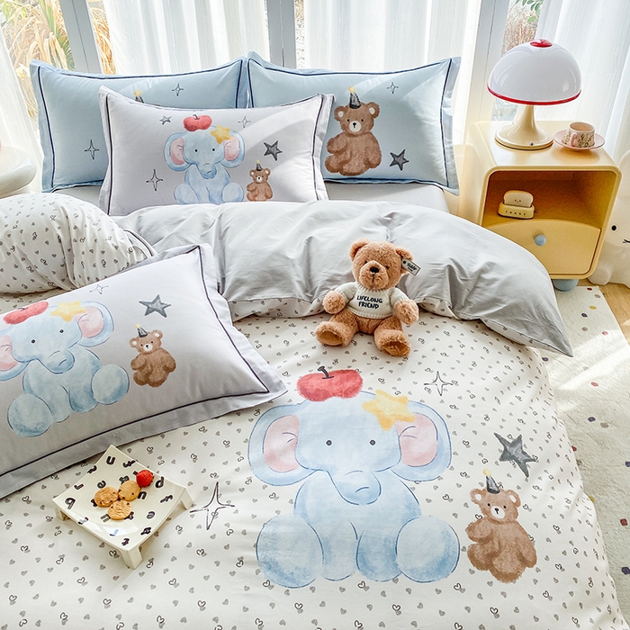 91家纺网 家纺一手货源 找家纺 眷恋家纺 2026新款全棉小清新铂金棉13376卡通三件套四件套 莫莉-米