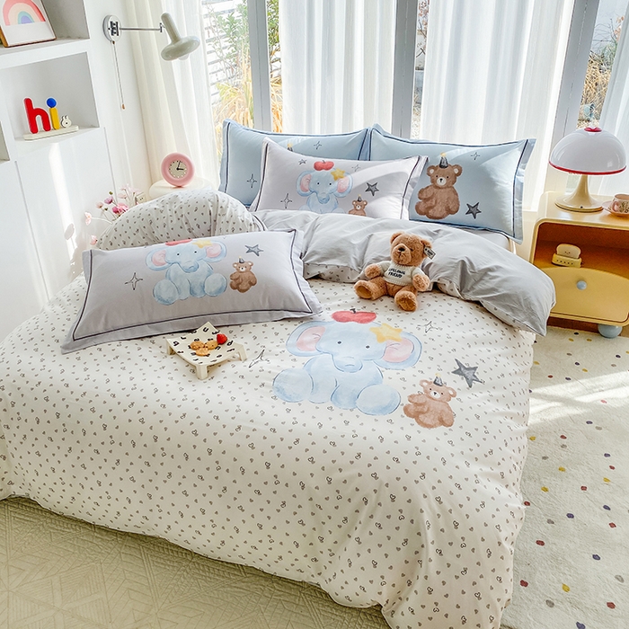 91家纺网 家纺一手货源 找家纺 眷恋家纺 2026新款全棉小清新铂金棉13376卡通三件套四件套 莫莉-米