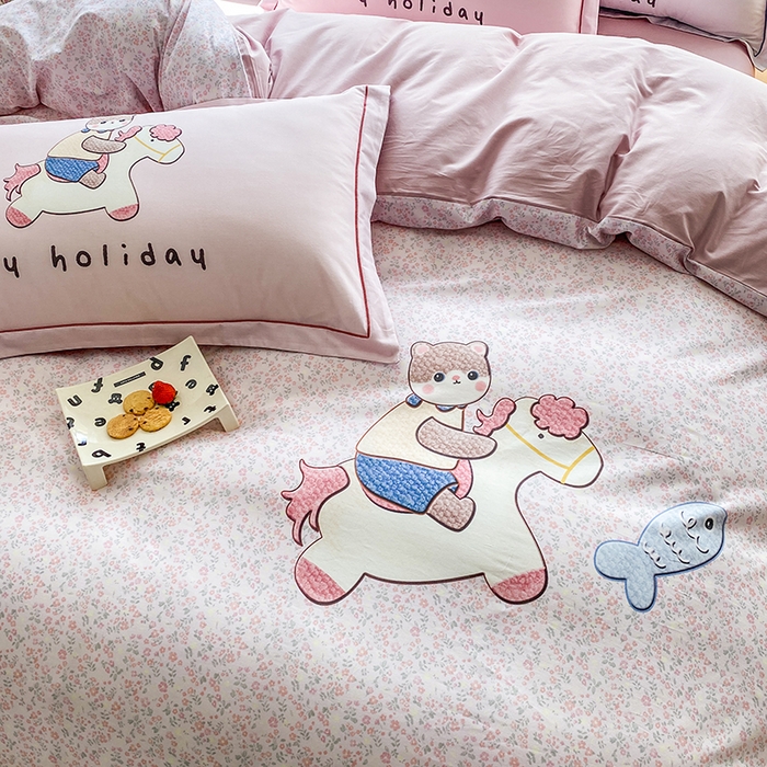 91家纺网 家纺一手货源 找家纺 （总）眷恋家纺 2026新款全棉小清新铂金棉13376卡通三件套四件套