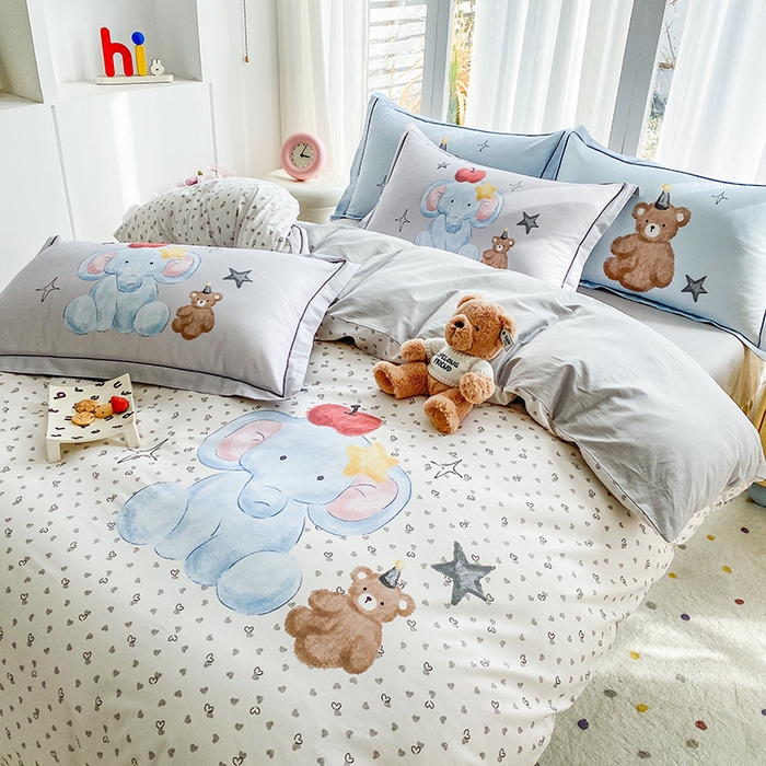 91家纺网 家纺一手货源 找家纺 眷恋家纺 2026新款全棉小清新铂金棉13376卡通三件套四件套 莫莉-米