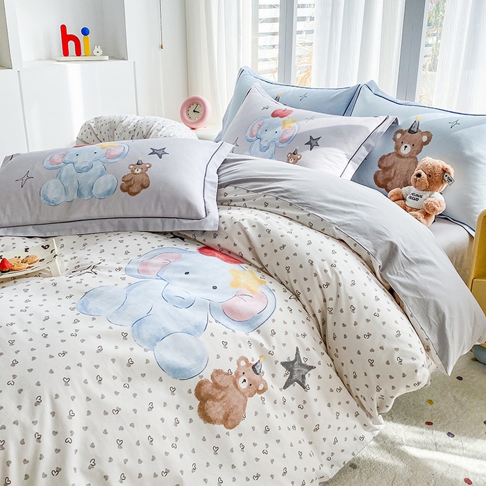 91家纺网 家纺一手货源 找家纺 眷恋家纺 2026新款全棉小清新铂金棉13376卡通三件套四件套 莫莉-米