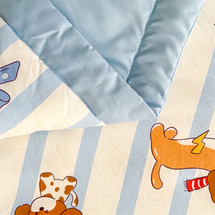 91家纺网 家纺一手货源 找家纺 爱屋及屋 2026新款小清新水洗棉棉花夏被夏凉被空调被 竖条狗