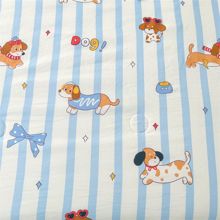 91家纺网 家纺一手货源 找家纺 爱屋及屋 2026新款小清新水洗棉棉花夏被夏凉被空调被 竖条狗