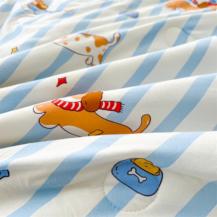 91家纺网 家纺一手货源 找家纺 爱屋及屋 2026新款小清新水洗棉棉花夏被夏凉被空调被 竖条狗