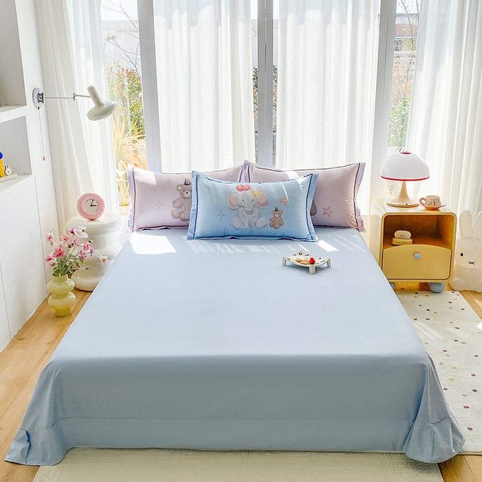 91家纺网 家纺一手货源 找家纺 眷恋家纺 2026新款全棉小清新铂金棉13376卡通三件套四件套 莫莉-兰