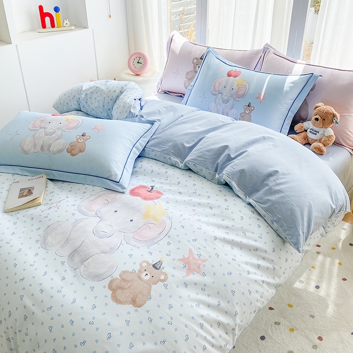 91家纺网 家纺一手货源 找家纺 眷恋家纺 2026新款全棉小清新铂金棉13376卡通三件套四件套 莫莉-兰